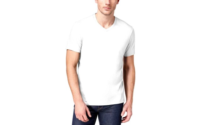  Men’s Island Textured Jersey Crew T-Shirt (White, L)