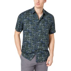 Tasso Elba Men’s Leaf Grid Silk Shirts