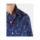  Men’s Roman Floral Shirt (Blue Combo, XL)