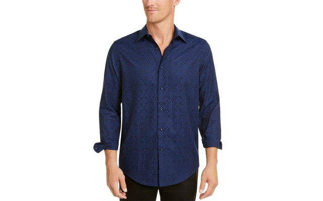  Men’s Stretch Medallion-Print Shirts