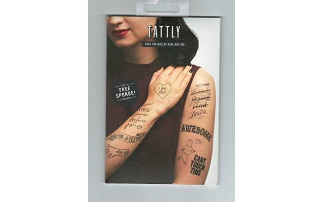 TATTLY Single and Stoked Temporary Tattoo Set 8 Fake Tattoos by Real Artists 1 Sponge