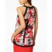  Embellished Floral-Print Top (Red, XL)
