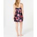  Lace-Trimmed Venus Blossom Printed Chemise (Navy, S)