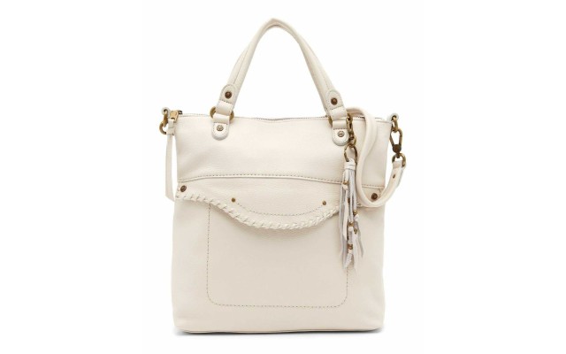  Robertson Leather Convertible Hobo Handbag Stone/Aqua