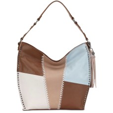 The Sak Women’s Silverlake Leather Tobacco Whipstitch Hobo Bags, Beige/Patch/silver