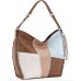  Women’s Silverlake Leather Tobacco Whipstitch Hobo Bags, Beige/Patch/silver