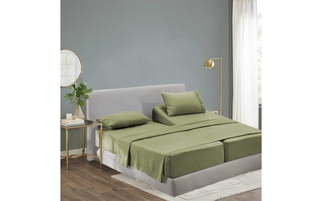 the Season Essentials Wrinkle Free Sheet Sets with Deep Pockets & Stain Resistant, 1800 Thread Count Bamboo Based