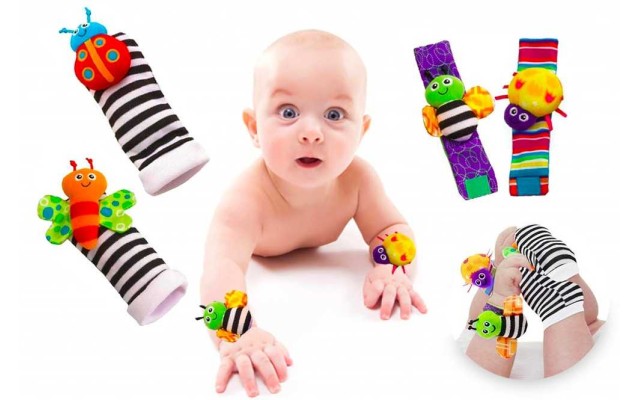  4pcs Infant Baby Wrist Rattles and Foot Socks Developmental Toys