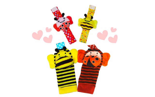  4pcs Infant Baby Wrist Rattles and Foot Socks Developmental Toys