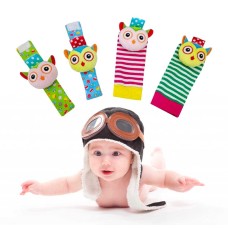 The Season Toys 4pcs Infant Baby Wrist Rattles and Foot Socks Developmental Toys