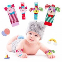 The Season Toys 4pcs Infant Baby Wrist Rattles and Foot Socks Developmental Toys