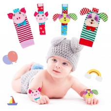 The Season Toys 4pcs Infant Baby Wrist Rattles and Foot Socks Developmental Toys