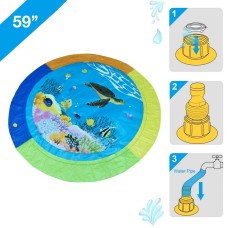 The Season Toys 59″ Splash Water Play Mat For Little Kids & Toddlers, Water Sprinkler, Water Inflatable Pool Summer Fun Outdoor Water Toys