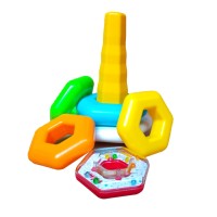 The Season Toys Hexagonal Rattle Ring Stacking Toy for Education Fun and Homeschooling of Babies, Toddlers, Pre-k and Kindergarten