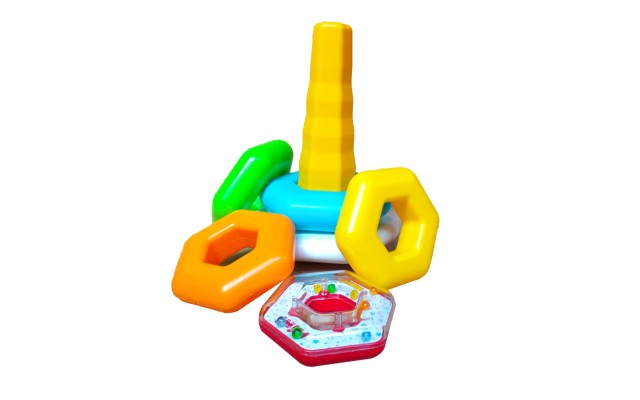  Hexagonal Rattle Ring Stacking Toy for Education Fun and Homeschooling of Babies, Toddlers, Pre-k and Kindergarten