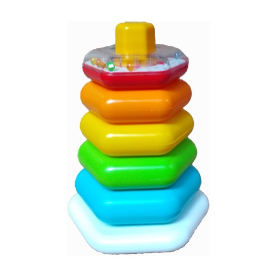  Hexagonal Rattle Ring Stacking Toy for Education Fun and Homeschooling of Babies, Toddlers, Pre-k and Kindergarten