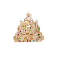 The Season Toys Montessori Wooden Blocks 110 Pieces Set, Cognitive Developmental Building Blocks – Education Game with Fruits, Vegetables, Animals for Kindergarten, Kids and Preschoolers