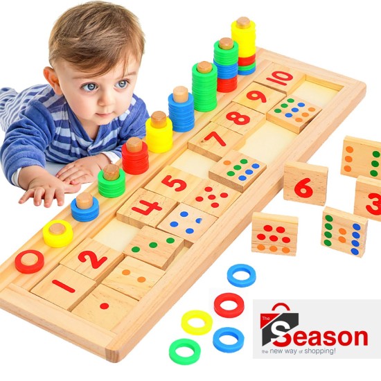  Wooden Montessori Math Board – Cognitive Development Education Aids for Kindergarten and Homeschooling Preschoolers and Pre-K Toddlers and Children