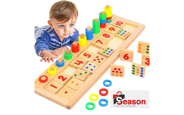  Wooden Montessori Math Board – Cognitive Development Education Aids for Kindergarten and Homeschooling Preschoolers and Pre-K Toddlers and Children