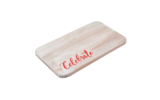  Celebrate White Wash Wood Cheese Board