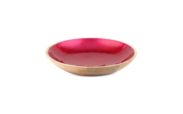  Enamel & Wood Bowl (Pink)