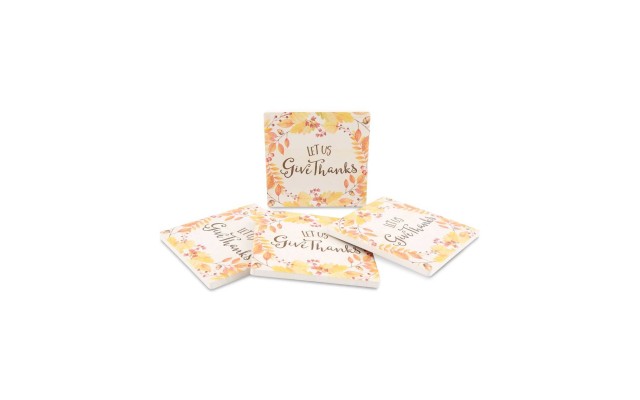  Harvest 4-Pc. Let Us Give Thanks Coasters Set