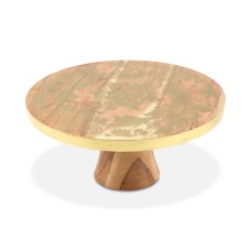 Thirstystone Wood Cake Stand with Gold-Tone Damask Design