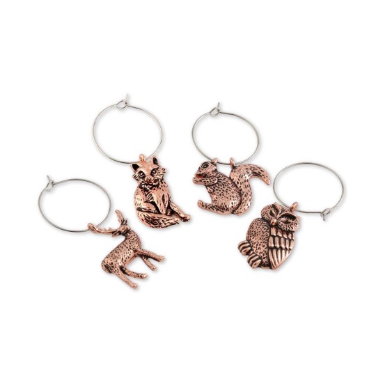  Woodland Creatures Wine Charms, Set of 4