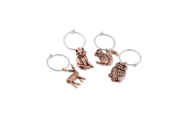  Woodland Creatures Wine Charms, Set of 4