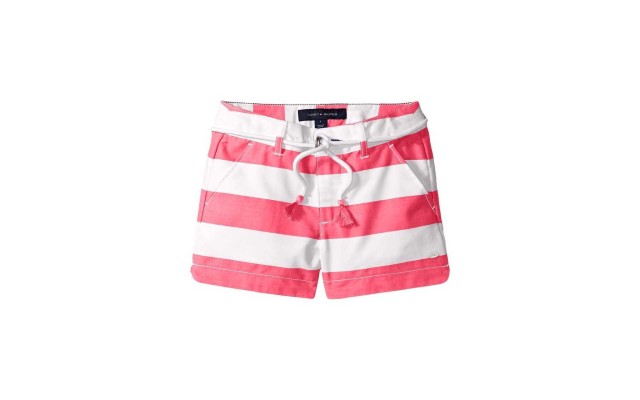  Big Girls Belted Rugby Stripe Shorts