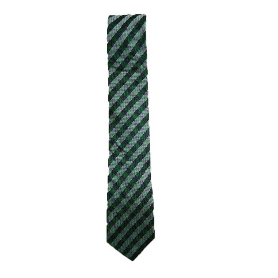  Men’s Classic Ground Plaid Silk Tie (Green)