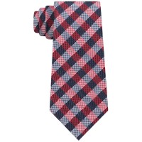 Tommy Hilfiger Men’s Classic Ground Plaid Silk Tie (Red)