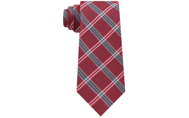  Men’s Classic Tattersall Plaid Tie (Red, 3″)