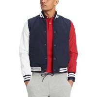 Tommy Hilfiger Men’s Colorblocked Baseball Jacket (Navy, XXL)