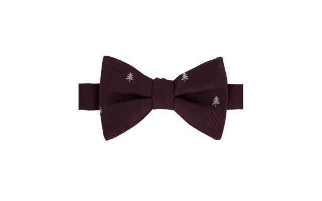  Men’s Glen Plaid Tree To-Tie Bow Tie (Dark Red)