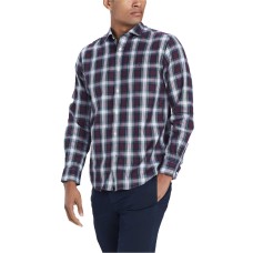 Tommy Hilfiger Men’s Mullins Classic Fit Plaid Shirt (Red Over, 2XL)