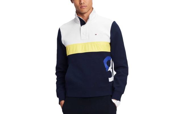  Men’s Portofino Colorblocked Sweatshirt (White, XL)