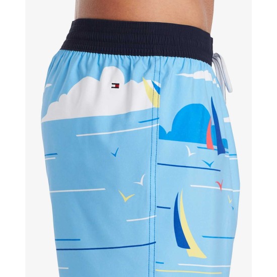  Men’s Sailboat Graphic Swim Trunks Shorts