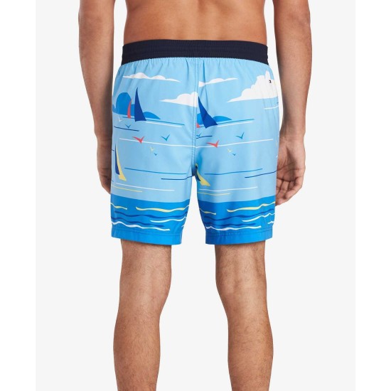  Men’s Sailboat Graphic Swim Trunks Shorts