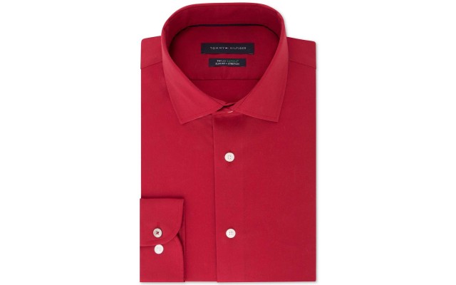  Men’s Slim-Fit Flex Performance Stretch Non-Iron Check Dress Shirt