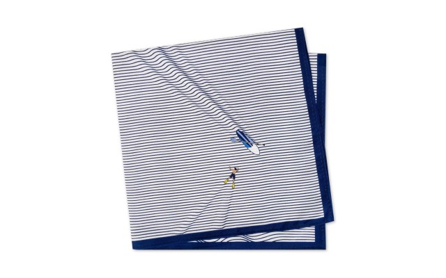  Men’s Snorkeler Conversational Silk Pocket Square (Navy)