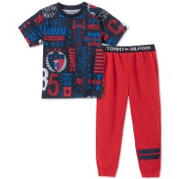 Tommy Hilfiger Toddler, Little & Big Boys 2-Pc. Collegiate Pajama Set (Red, XXS/2-3 yrs)