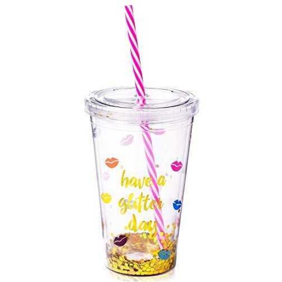 Tri Coastal Design Betsey Johnson xox Trolls Glitter Cup with Straw