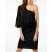  Eastside One-Shoulder Fringe Dress (Black, S)