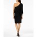  Eastside One-Shoulder Fringe Dress (Black, S)