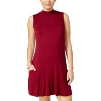 Trixxi Cranberry Small Junior Shift Mock Neck Dress Red S