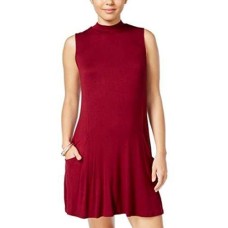 Trixxi Cranberry Small Junior Shift Mock Neck Dress Red S