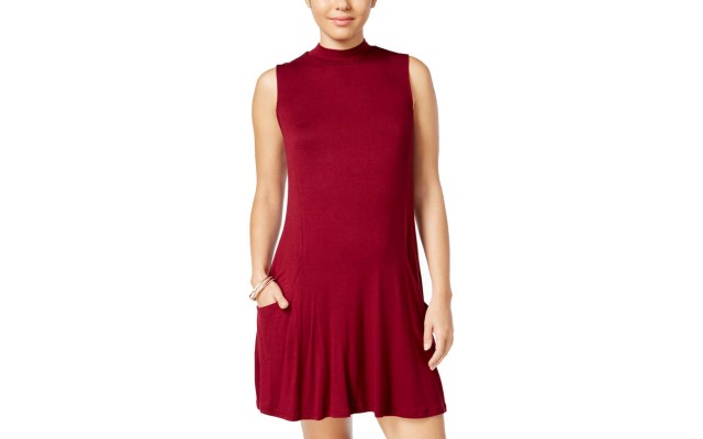  Juniors’ Mock-Turtleneck A-Line Dress