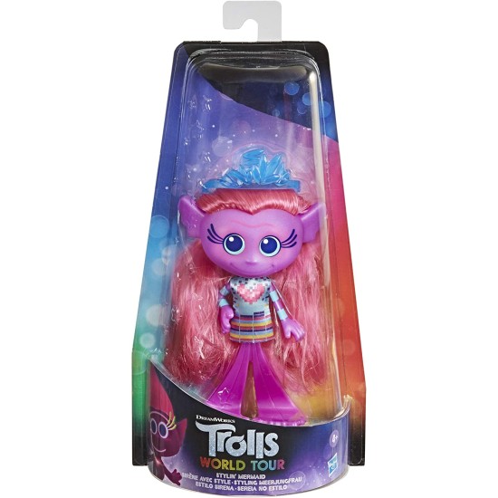  DreamWorks World Tour Stylin’ Mermaid Fashion Doll with Removable Dress and Tiara Accessory, Fashion Doll Toy for Girls