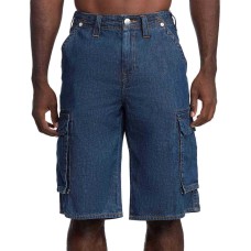 True Religion Men’s Cargo Denim Shorts (Dark Blue, 29)